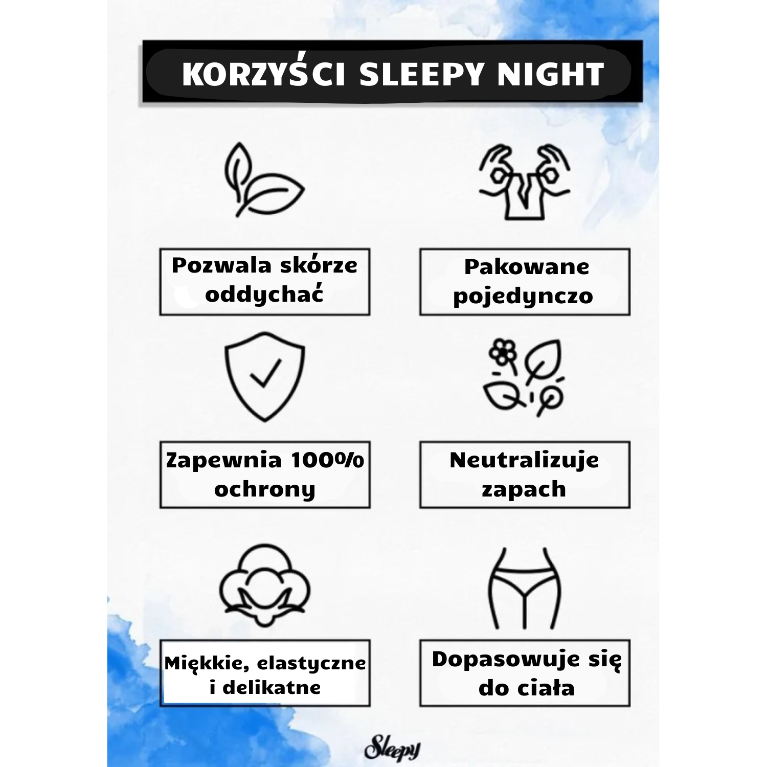PODPASKI HIGIENICZNE SLEEPY z skrzydełkami BLACK LONG 18SZT - obrazek 4