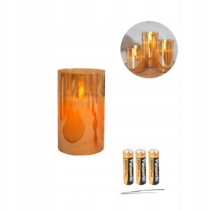 ŚWIECA ELEKTRYCZNA WKŁAD DO ZNICZY ŻÓŁTY ZŁOTY 12,5CM LED NA BATERIE