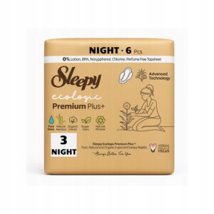 PODPASKI HIGIENICZNE SLEEPY z skrzydełkami EKO NIGHT 6SZT