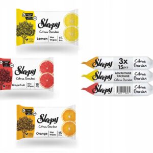 CHUSTECZKI NAWILŻANE MOKRE ODŚWIEŻAJĄCE SLEEPY CITRUS GARDEN 3x15szt