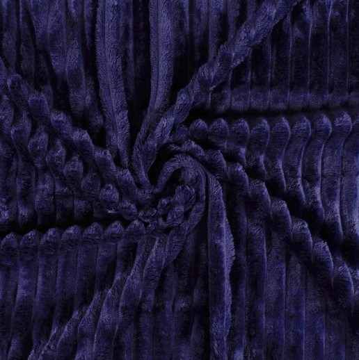 NARZUTA KOC NA ŁÓŻKO Z WYTŁACZANYM WZOREM PASKI 200x220CM CIEMNONIEBIESKI - obrazek 3