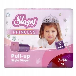 SLEEPY MAJTKI TRENINGOWE PIELUCHY JEDNORAZOWE PRINCESS GIRL 30pcs 7-14kg