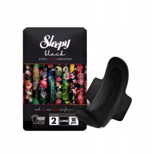PODPASKI HIGIENICZNE SLEEPY z skrzydełkami BLACK LONG 18SZT