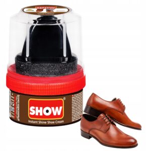 SHOW KREM PASTA DO NABŁYSZCZANIA BUTÓW Z GĄBKĄ APLIKUJĄCĄ BLASK BRĄZOWY