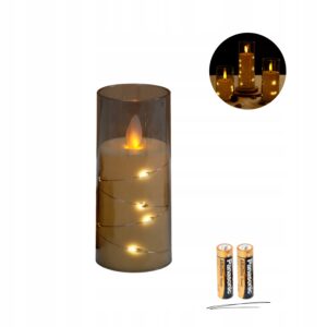 ŚWIECA ELEKTRYCZNA WKŁAD DO ZNICZY SZARY 12,5CM EFEKT PŁOMIENIA LAMPKI LED