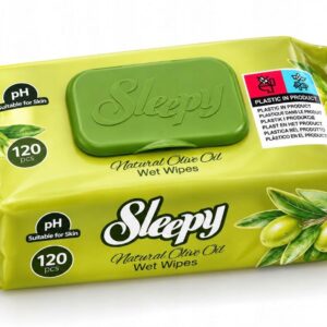 SLEEPY chusteczki nawilżane dla dzieci z oliwką 120 szt z klipsem klapka